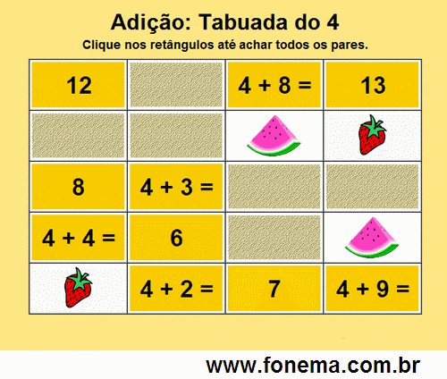 Jogo da Memória Tabuada