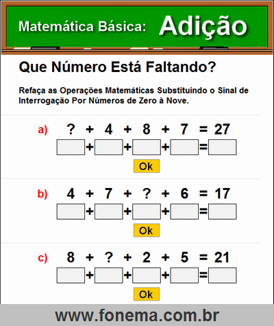 Que Número Está Faltando na Adição