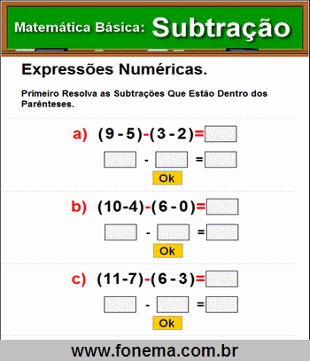 Expressoes Numéricas de Subtração