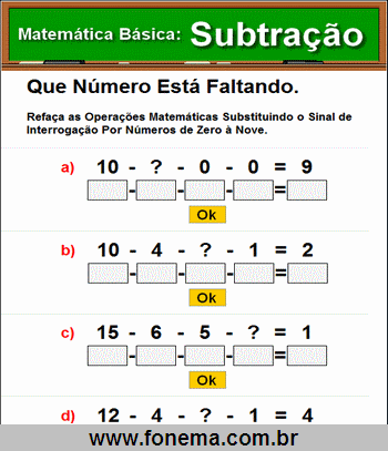Subtração Que Número Está Faltando