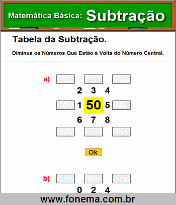 Tabela de Subtração